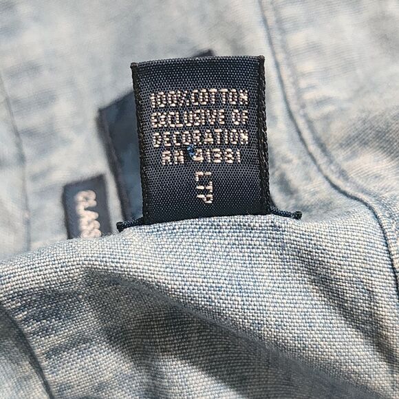 Vtg Ralph Lauren Mens Cotton Long Sleeve Button Shirt Distressed Denim Blue XXL - Picture 7 of 9